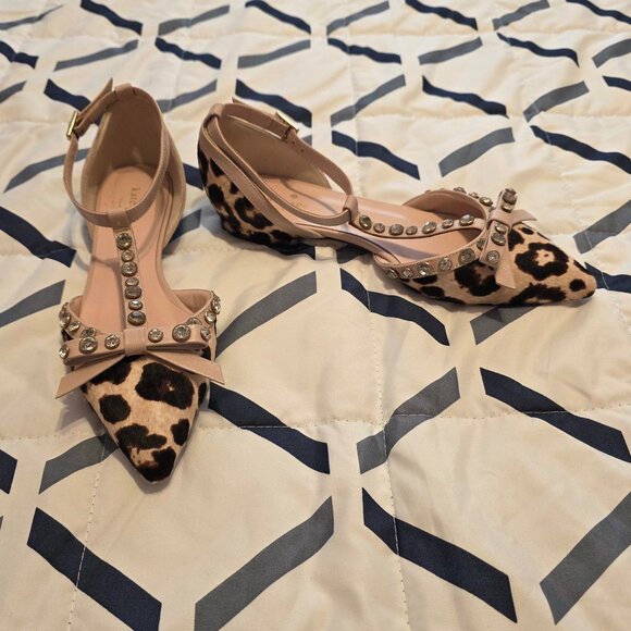 Kate Spade Flats Becca T-Strap Flats in Leopard Print Size 6 - Picture 3 of 9